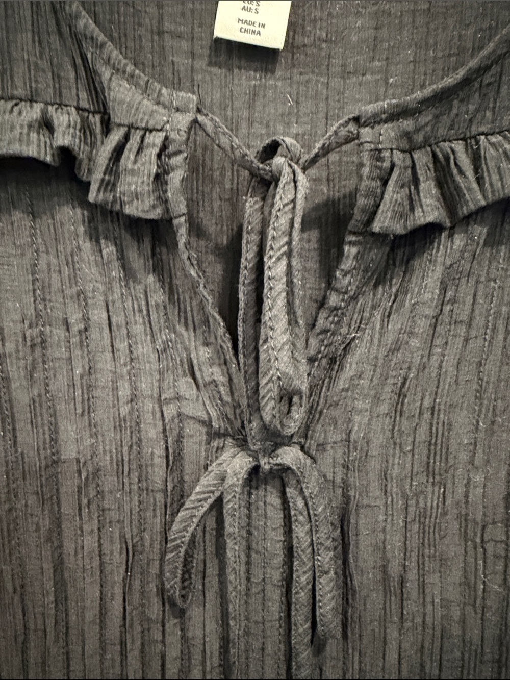Laura Ashley Black Ruffle Tie-Front Peasant Blouse - Picture 4 of 5